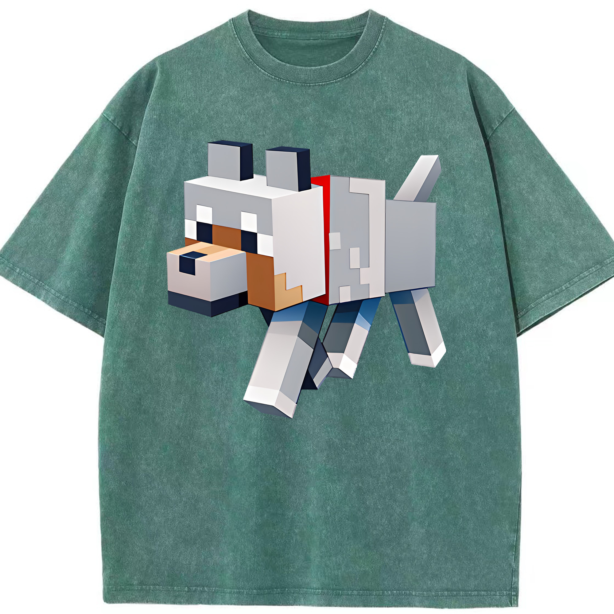 （画像用） マインクラフト ブロックの世界 Minecraft MC Block world 綿100% ヴィンテージ風 半袖Tシャツ（フロントプリント）